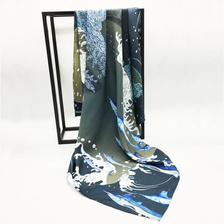 Digital Printed Long Silk Scarf For Hair